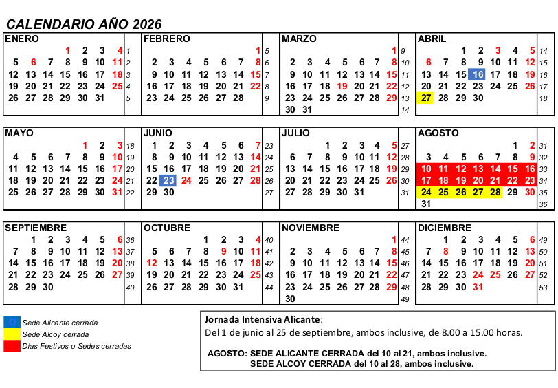 calendario oficial